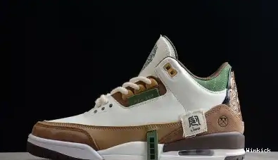 Dark White Brown Jordan Retro 3 Green Air SE Shoes 398614-500 0426